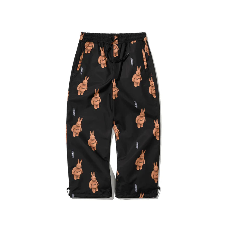 BSRABBIT 3D BEARRABBIT WIDE TRACK PANTS BLACK