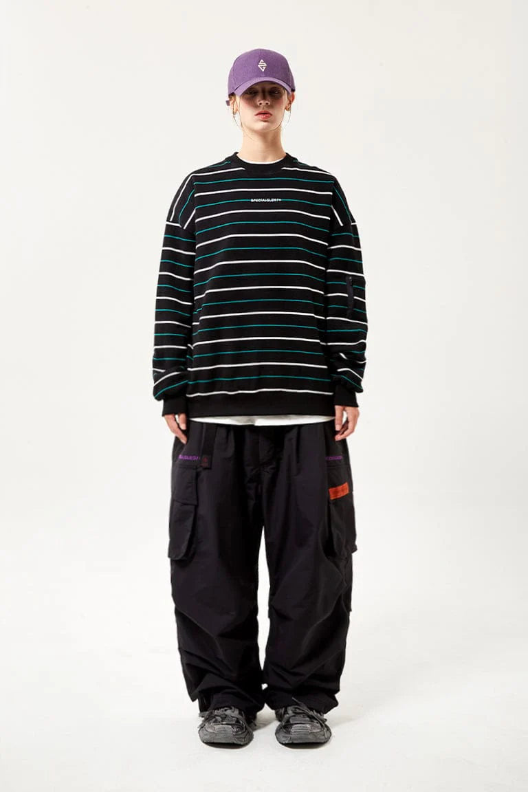 V2 PINSTRIPE CREWNECK BLACK