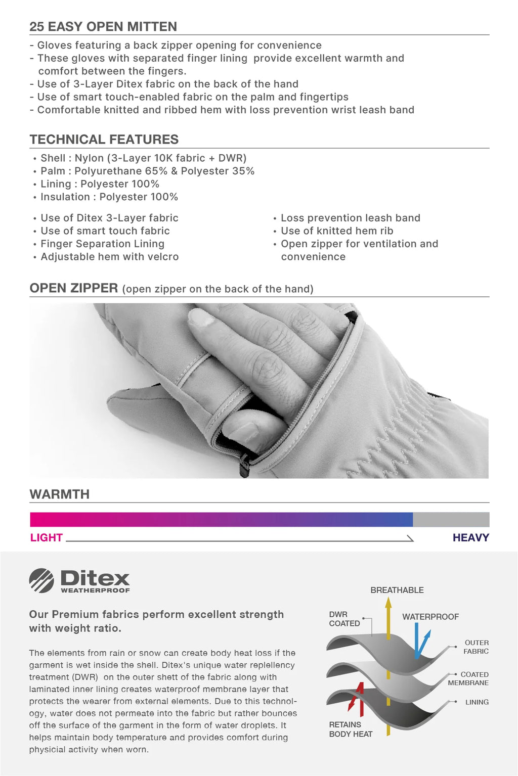 EASY OPEN MITTEN BLACK