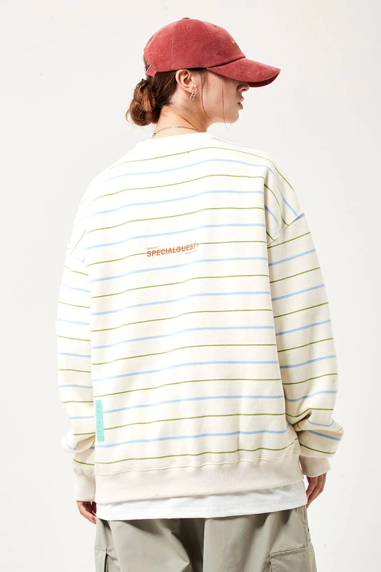 V2 PINSTRIPE CREWNECK IVORY