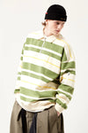EASY STRAY STRIPED ZIP POLO WINTER WHITE/ MATCHA