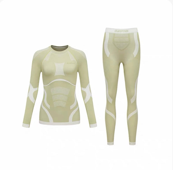 SURPINE MERINO WOOL BASE LAYER SET WOMEN LIGHT GREEN