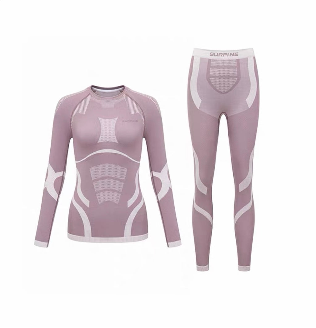 SURPINE MERINO WOOL BASE LAYER SET WOMEN PINKISH PURPLE