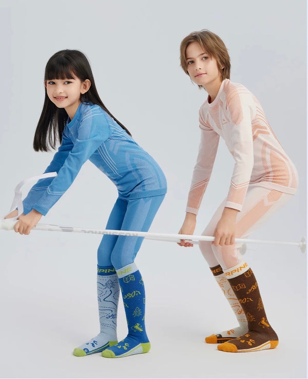 SURPINE MERINO WOOL KIDS BASE LAYER SET BLUE