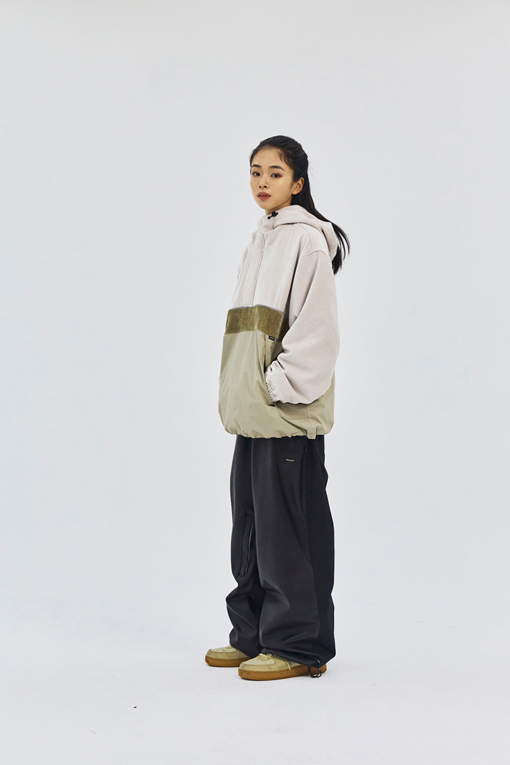 BSRABBIT HF SOFT HOODED ANORAK JACKET CLASSIC BEIGE TONE MULTI