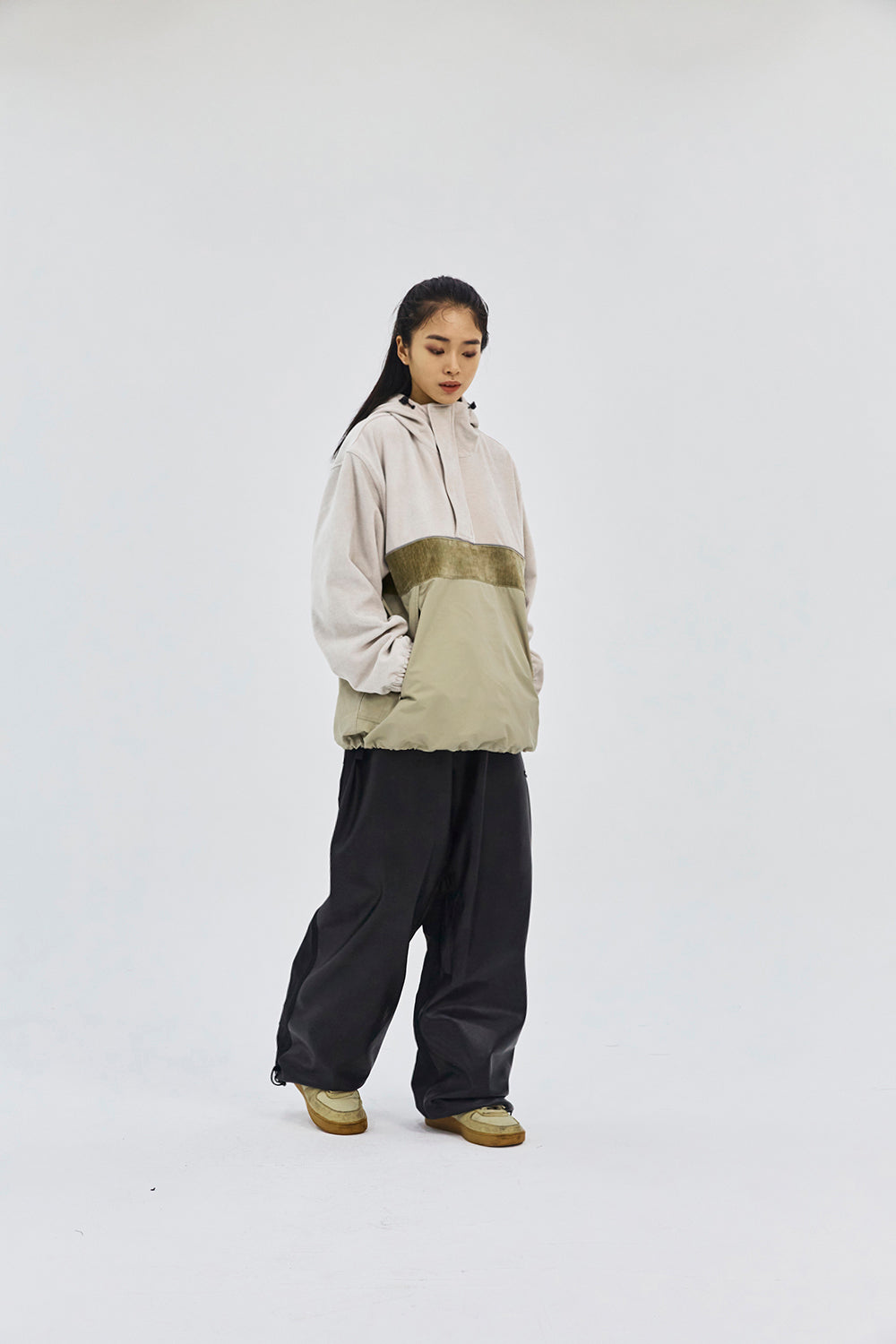BSRABBIT HF SOFT HOODED ANORAK JACKET CLASSIC BEIGE TONE MULTI