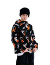 BSRABBIT TIGER RABBIT HOODED ANORAK JACKET BLACK