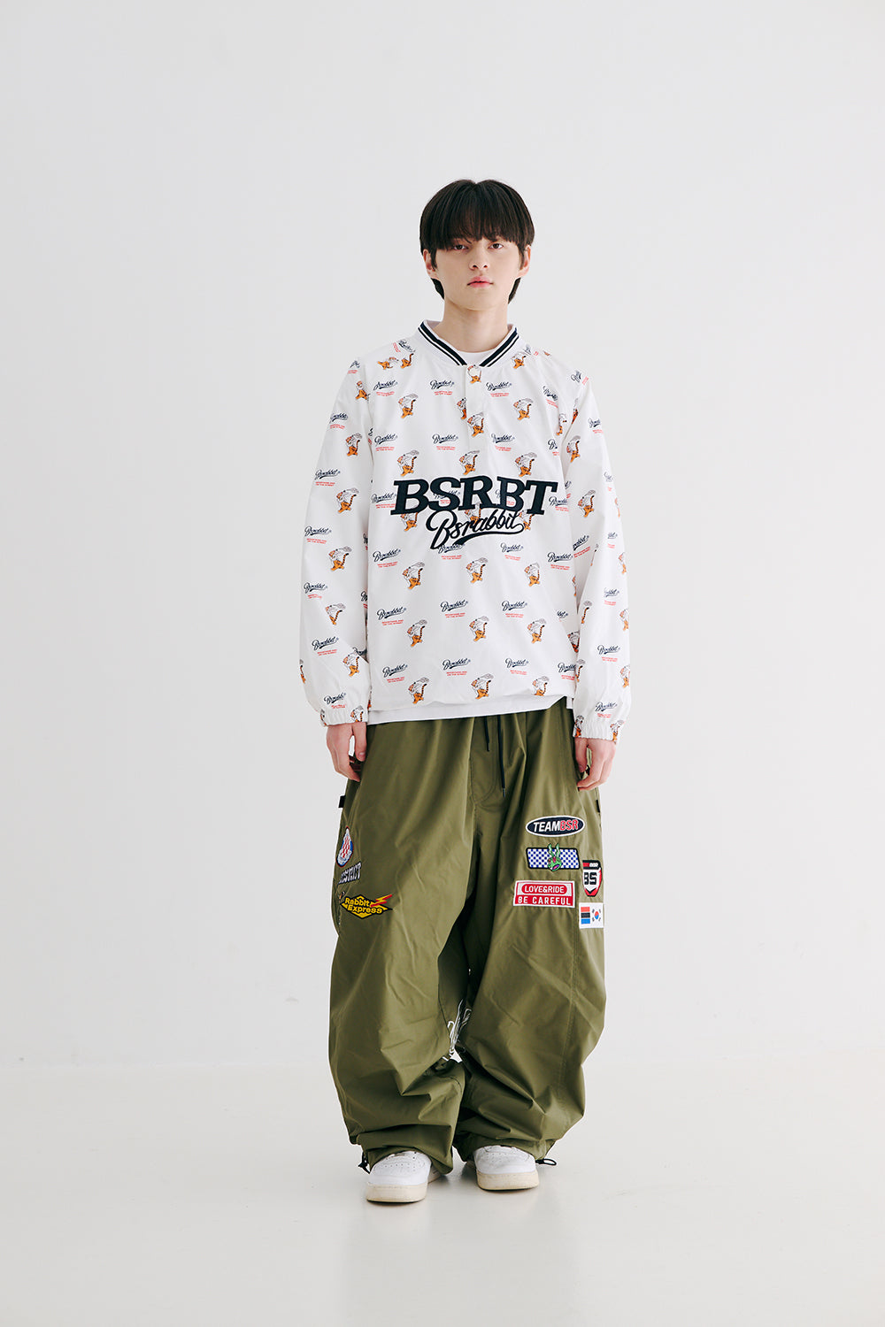 BSRABBIT BSRBT SPORTY PULLOVER SNAP JACKET WHITE