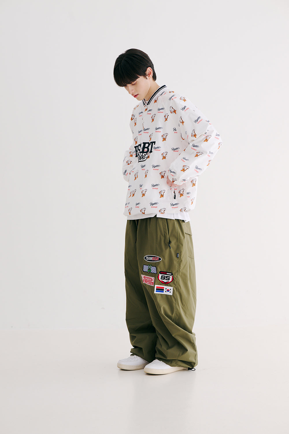 BSRABBIT BSRBT SPORTY PULLOVER SNAP JACKET WHITE