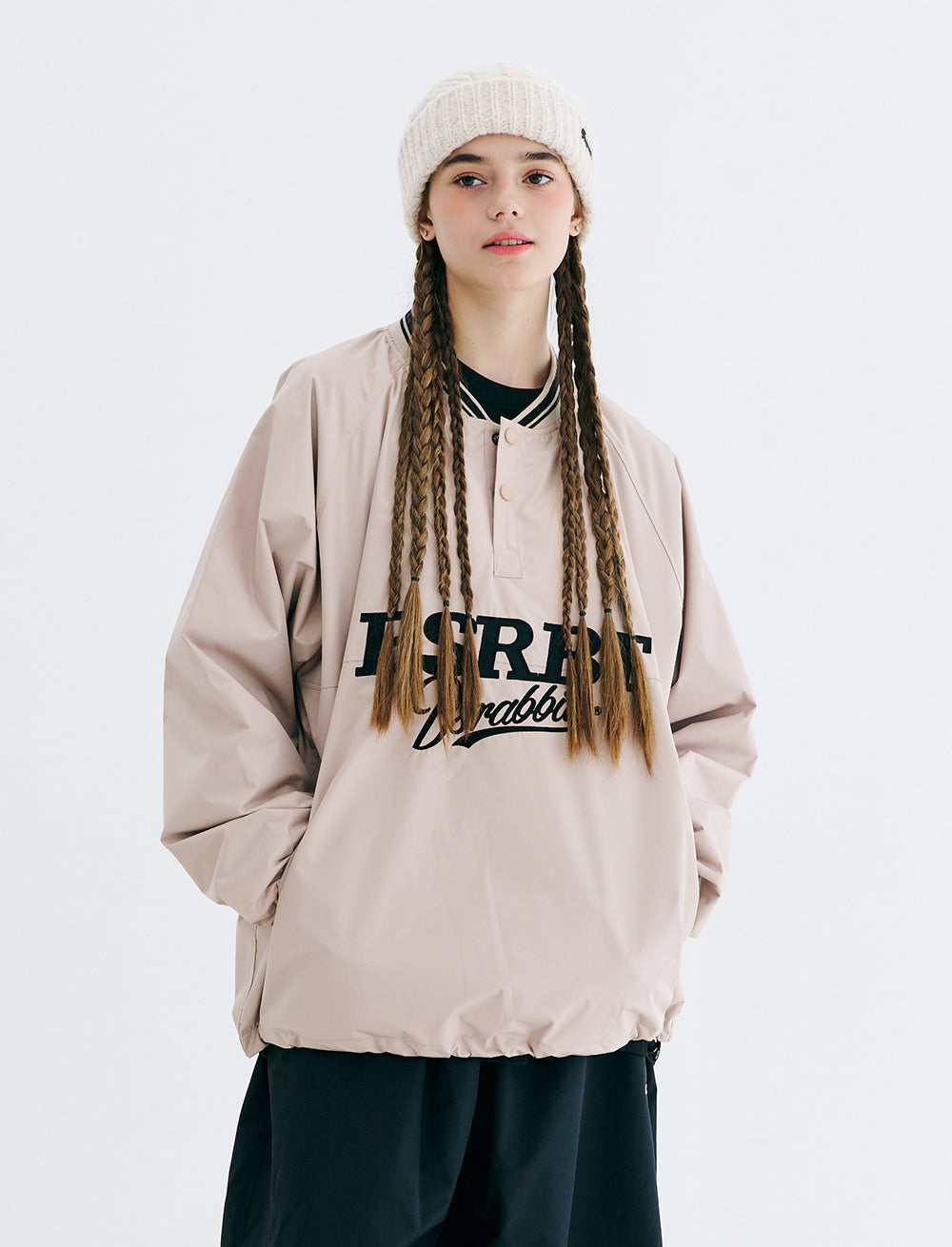 BSRABBIT BSRBT SPORTY PULLOVER SNAP JACKET BEIGE
