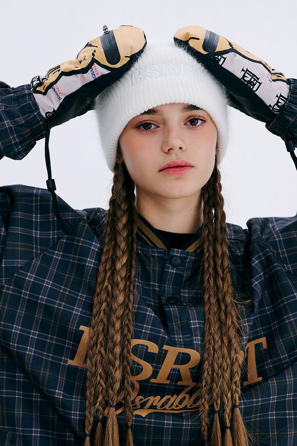 BSRABBIT BSRBT SPORTY PULLOVER SNAP JACKET CHECK BROWN