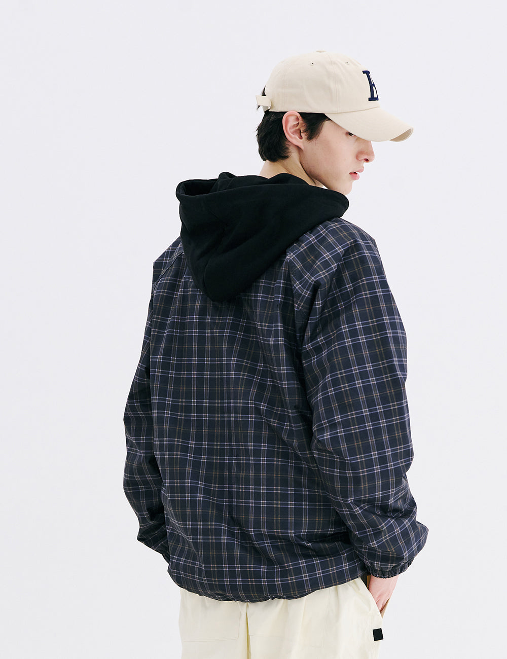BSRABBIT BSRBT SPORTY PULLOVER SNAP JACKET CHECK BROWN
