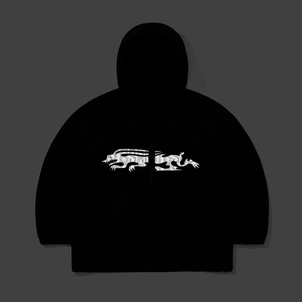 REFLECTIVE DRABBIT HOODED JACKET BLACK