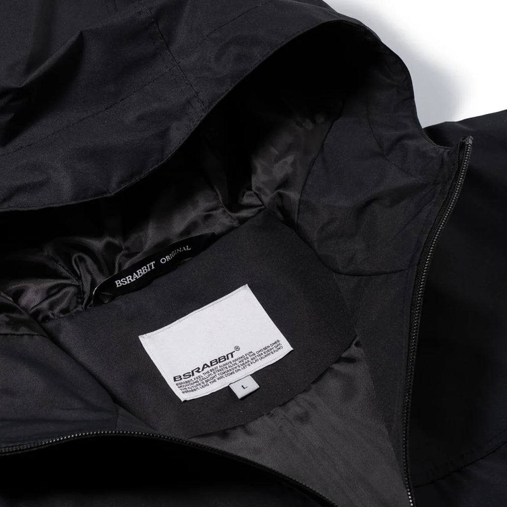 REFLECTIVE DRABBIT HOODED JACKET BLACK
