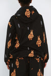 BSRABBIT 3D BEARRABBIT HOODED ANORAK JACKET BLACK