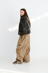 BSRABBIT LOGO HERRINGBONE SUPER WIDE VENTILATION PANTS BROWN