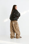 BSRABBIT LOGO HERRINGBONE SUPER WIDE VENTILATION PANTS BROWN