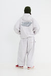 BSRABBIT SPIDERWEB SUPER WIDE JOGGER PANTS SILVER GRAY