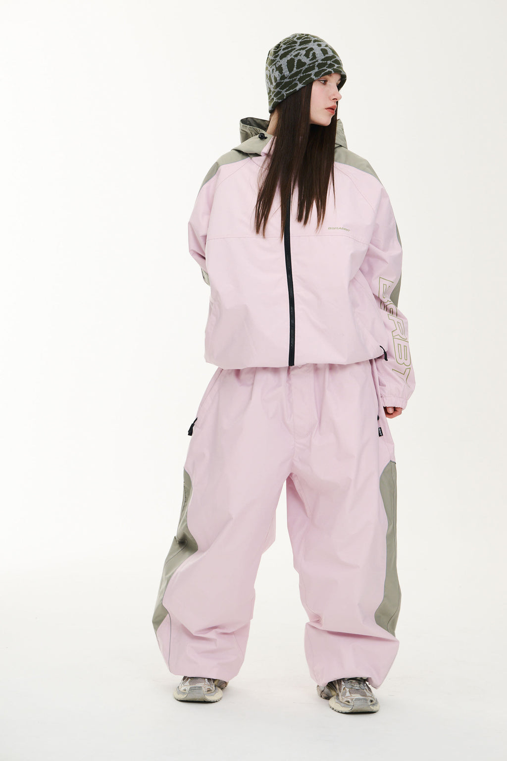 LIGHT WEIGHT REFLECTIVE LINE SUPER WIDE JOGGER PANTS BABY PINK