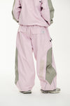 LIGHT WEIGHT REFLECTIVE LINE SUPER WIDE JOGGER PANTS BABY PINK