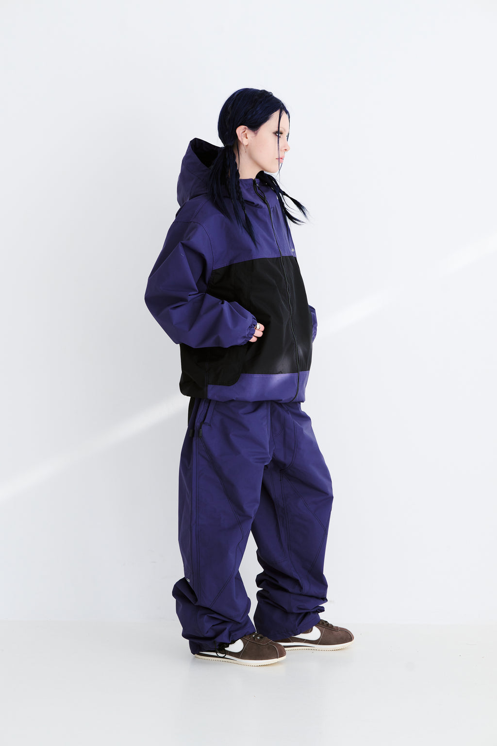 BSRABBIT STITCH BOX WIDE TRACK PANTS PURPLE