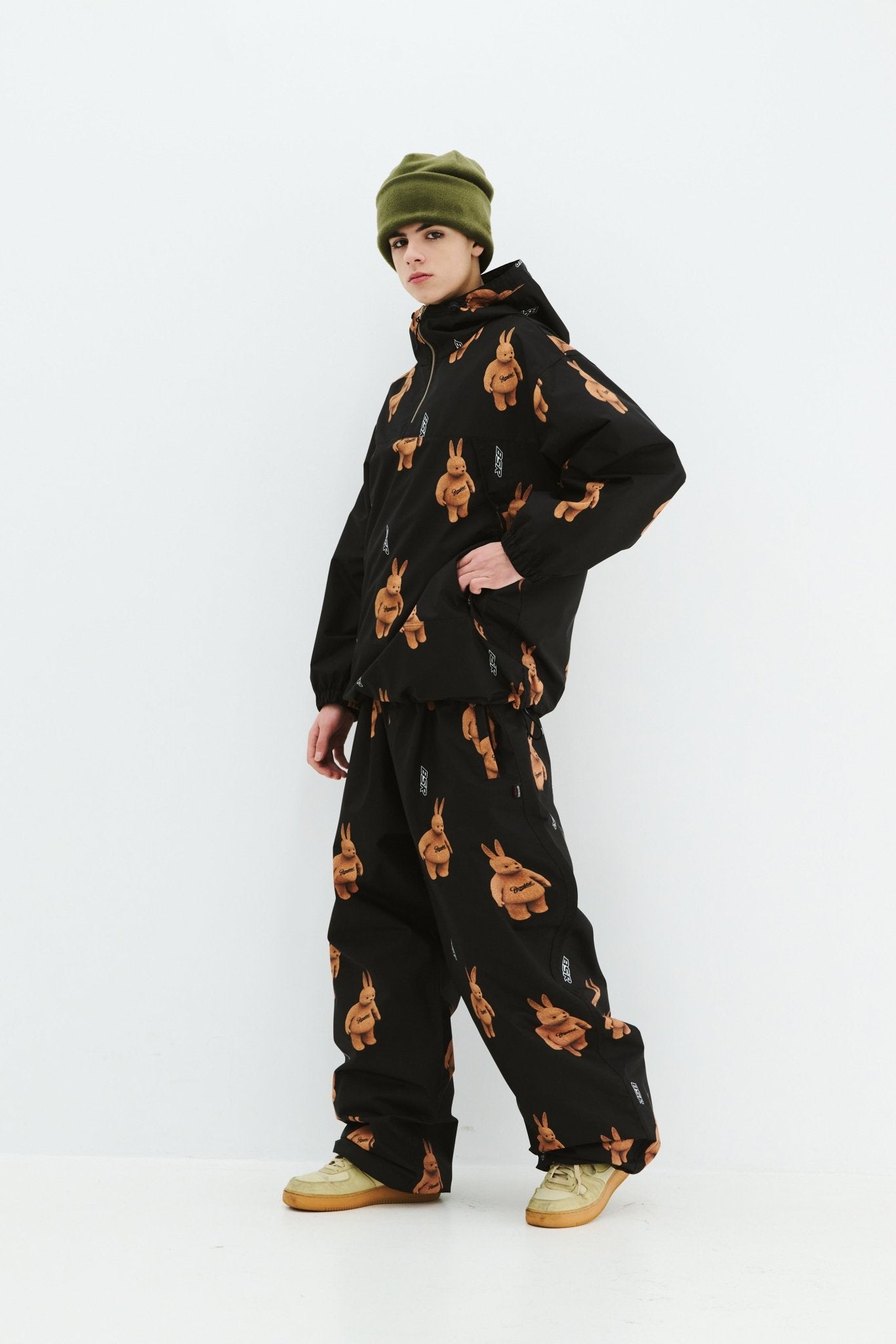 BSRABBIT 3D BEARRABBIT HOODED ANORAK JACKET BLACK | TOGETH1R