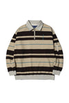 EASY STRAY STRIPED ZIP POLO BLEACHED SAND/ DARK GRAY