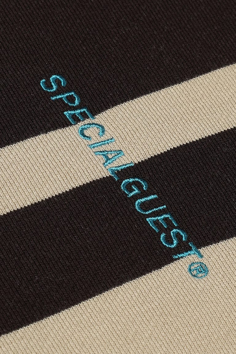 EASY STRAY STRIPED ZIP POLO BLEACHED SAND/ DARK GRAY