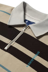 EASY STRAY STRIPED ZIP POLO BLEACHED SAND/ DARK GRAY