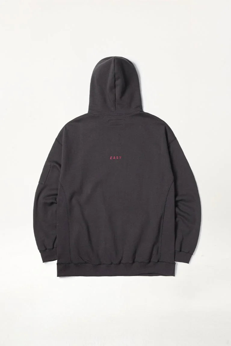 EASY WIDE HOODIE CHARCOAL ART