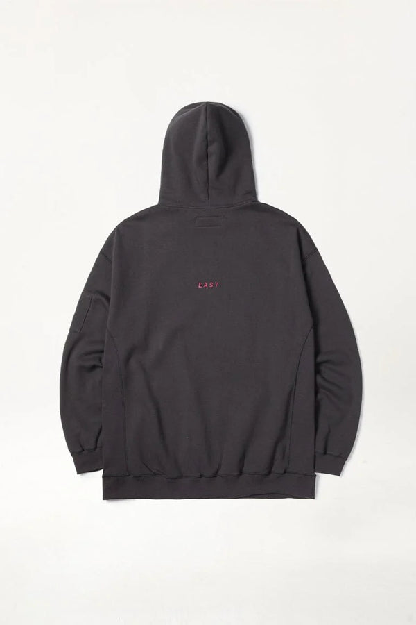 EASY WIDE HOODIE CHARCOAL ART