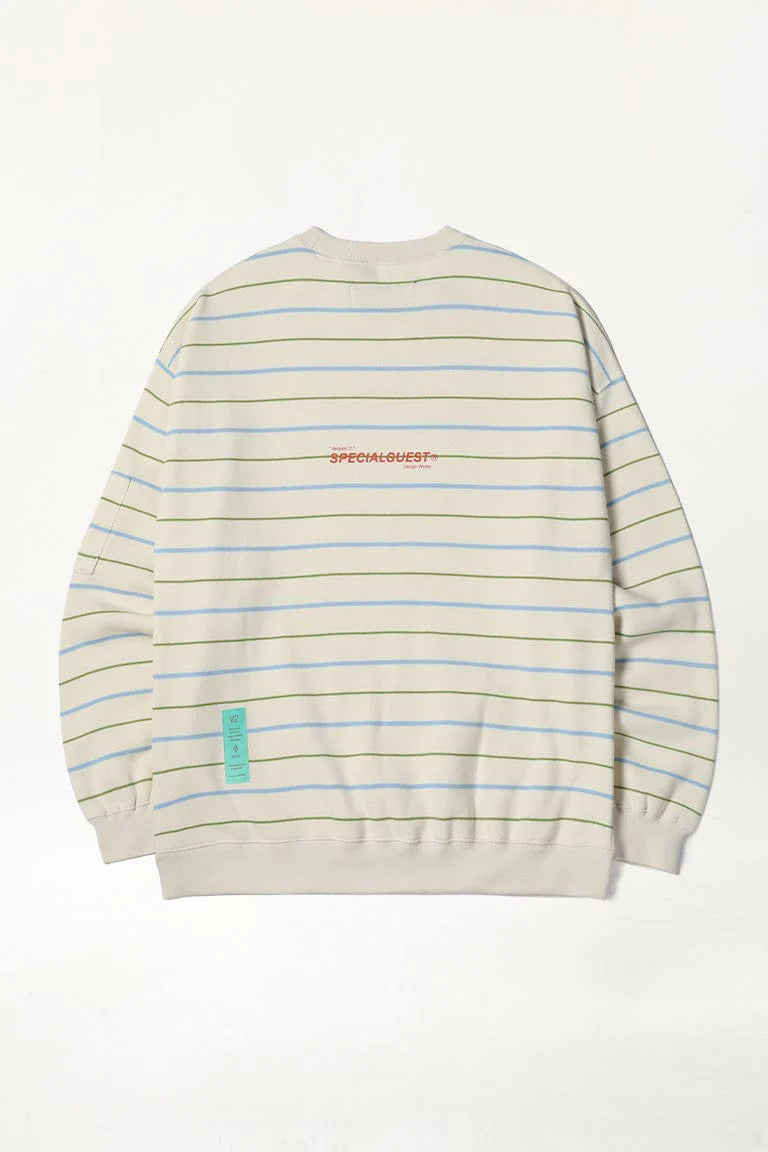 V2 PINSTRIPE CREWNECK IVORY