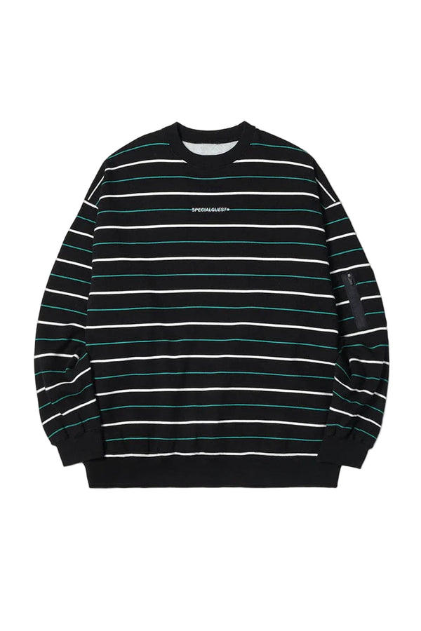 V2 PINSTRIPE CREWNECK BLACK