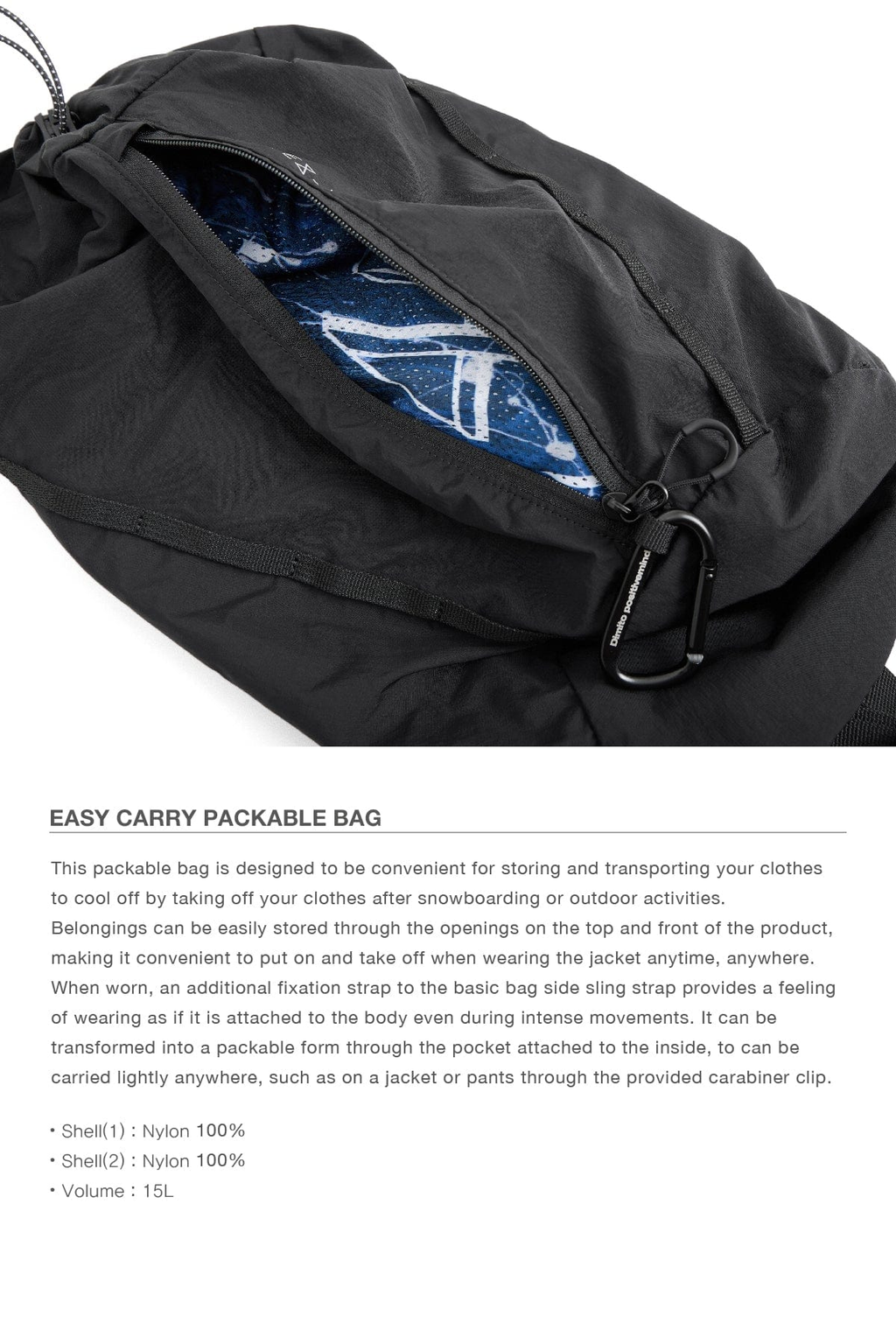 EASY CARRY PACKABLE BAG BLACK